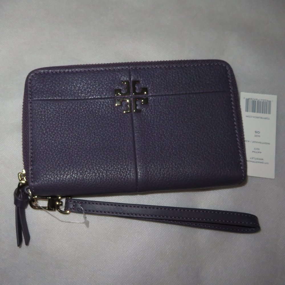 Tory Burch Wristlet In Nightshade Leather - Picture 3 of 12